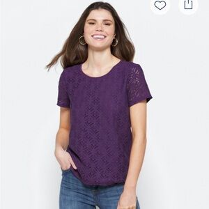 Market & Spruce Hans Crochet Front Mixed Material Top